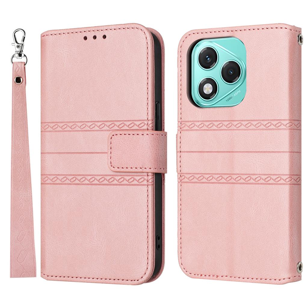 For Honor 400 Lite 5G Case Wallet Skin-Touch Leather Imprinted Phone Cover with Wrist Strap