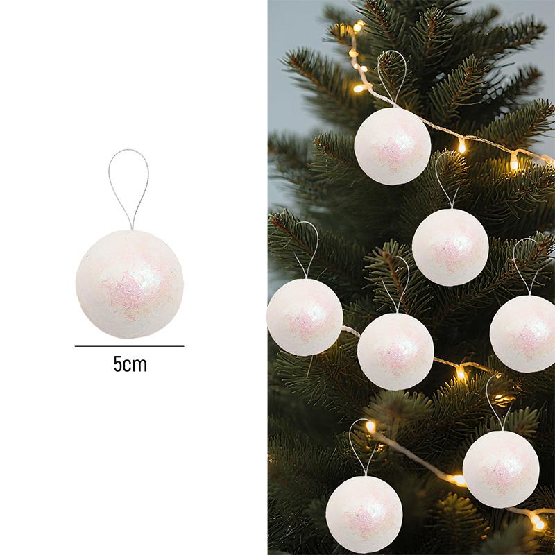 4/5/6/7cm White Foam Christmas Balls Xmas Tree Round Ball Hanging Pendants for New Year Navidad Party Home Decoration Wholesale