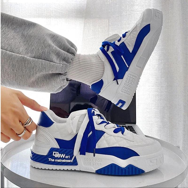 fashion Designer Shoes  Men Casual Platform Sneakes Two-tone Lace Up Trainers Fashion Student Sneakes Mens Vulcanized Tenis Masculino544