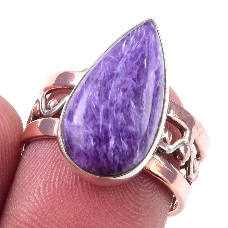 

Natural Chavorite Gemstone Handmade 925 Sterling Silver Two Tone Ring S.7 N8z50