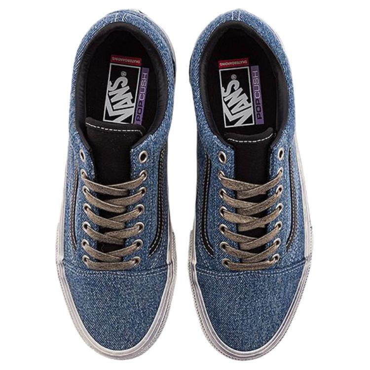 Vans Skate Old Skool Skateboarding Unisex Denim Blue Distressed Suede Canvas PopCush Duracap VN0A2Z32Y40