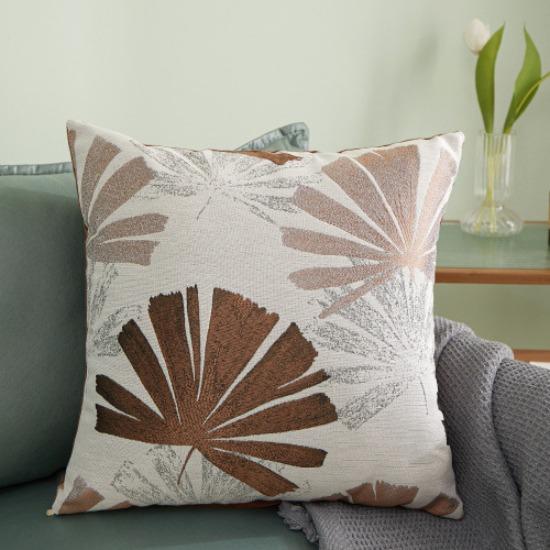 Same Style Jacquard High-precision Bedside Cushion Soft Package Geometric Leaf Square Cushion Leather Pillowcase Pastoral Style