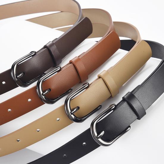 Cintura in finta pelle da uomo e da donna con fibbia geometrica in metallo, design regolabile, fibbia in lega, stile da strada, cintura da indossare ogni giorno