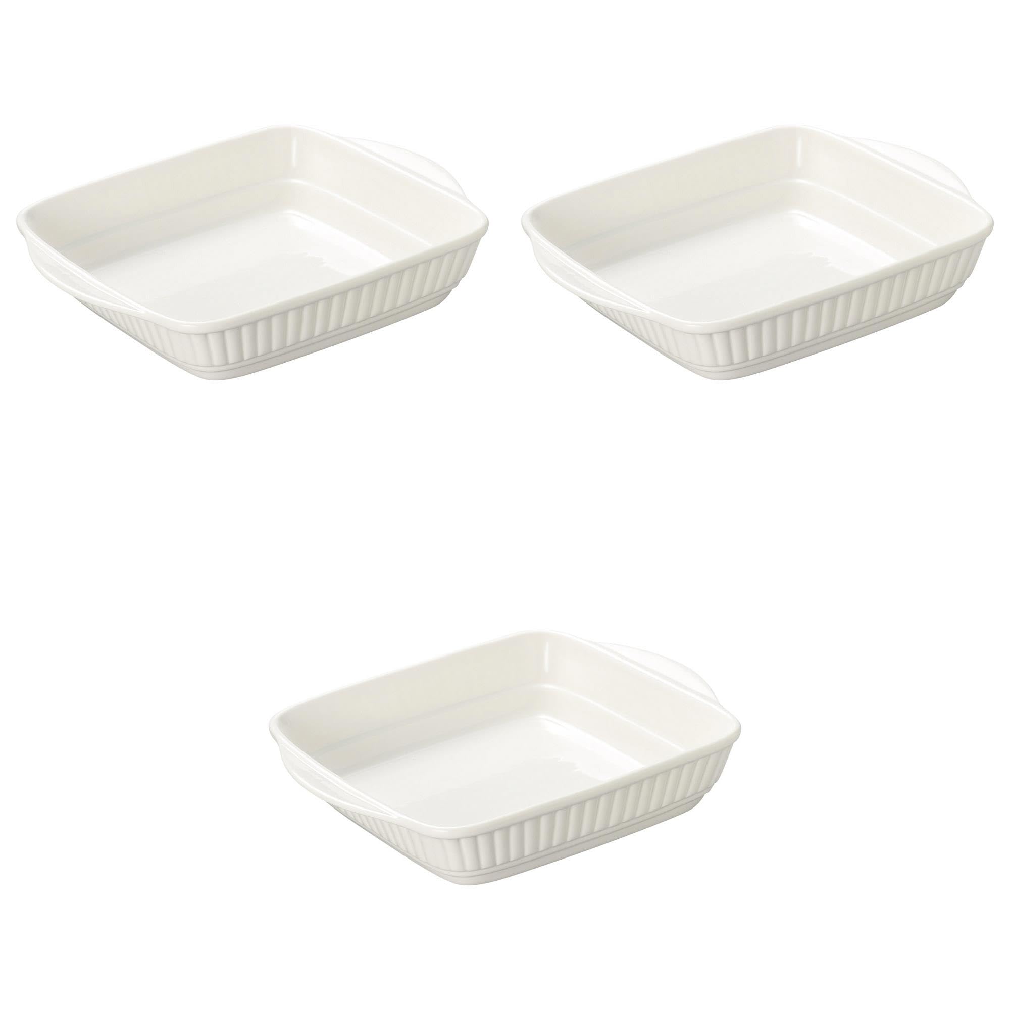 

Set of 3 Large Gratin Dish with Crust [29 x 22 x 5.8 cm] | Ceramic Gratin Dish, Made in China, Setomonohonpo