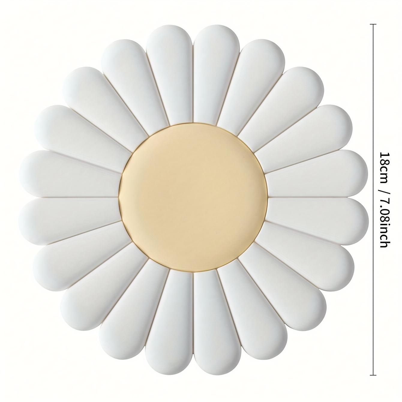 

1Pc Silicone Pad | Non-Slip And Heat-Resistant, With A Modern Daisy Floral Design, Easy-To-Clean Coasters And Pot Holders, Suitable For Kitchen белый