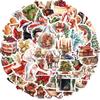 50 Retro Cartoon Christmas Graffiti Stickers - Personalized, Waterproof Decorations for Guitar, Notebook, Suitcase DIY