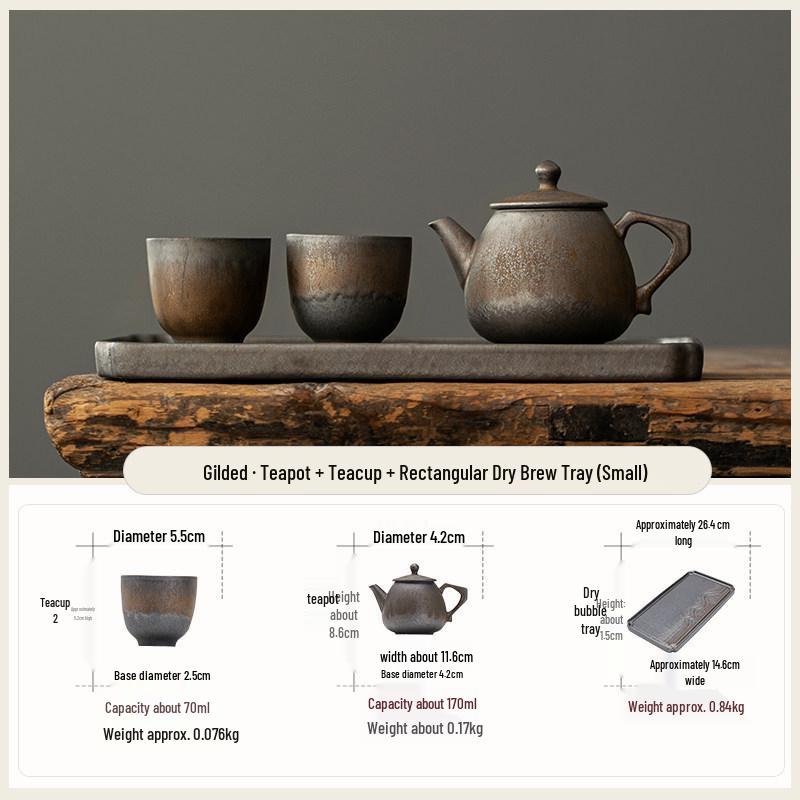 High-End Chinese Kung Fu Tea Set: Includes Teapot, Two Cups, and Tray for Two-Person Brewing