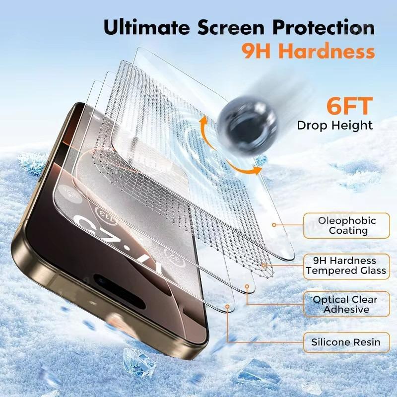 Tempered Glass Compatible for IPhone 17 16 15 14 13 11 12 Pro MAX 17Air X XS Xsmax XR 6 6s 7 8 Plus 5 5S SE Screen Protector Film