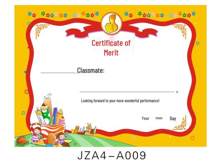 A4 Blank Certificate Paper for Students: Creative Design for Kindergarten and Primary School Commendations and Training Classes.