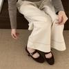 Gentle evening wind suede Mary Jane shoes women's 2025 spring and summer new shallow mouth round head French niche ballet shoes