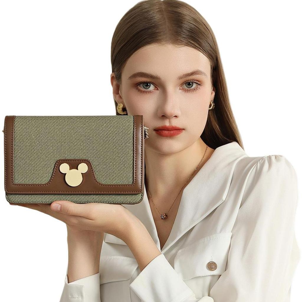 New Disney Mickey Series Synthetic Leather Crossbody Bag, Shoulder Bag Regular Women's Brown DHF41135-A