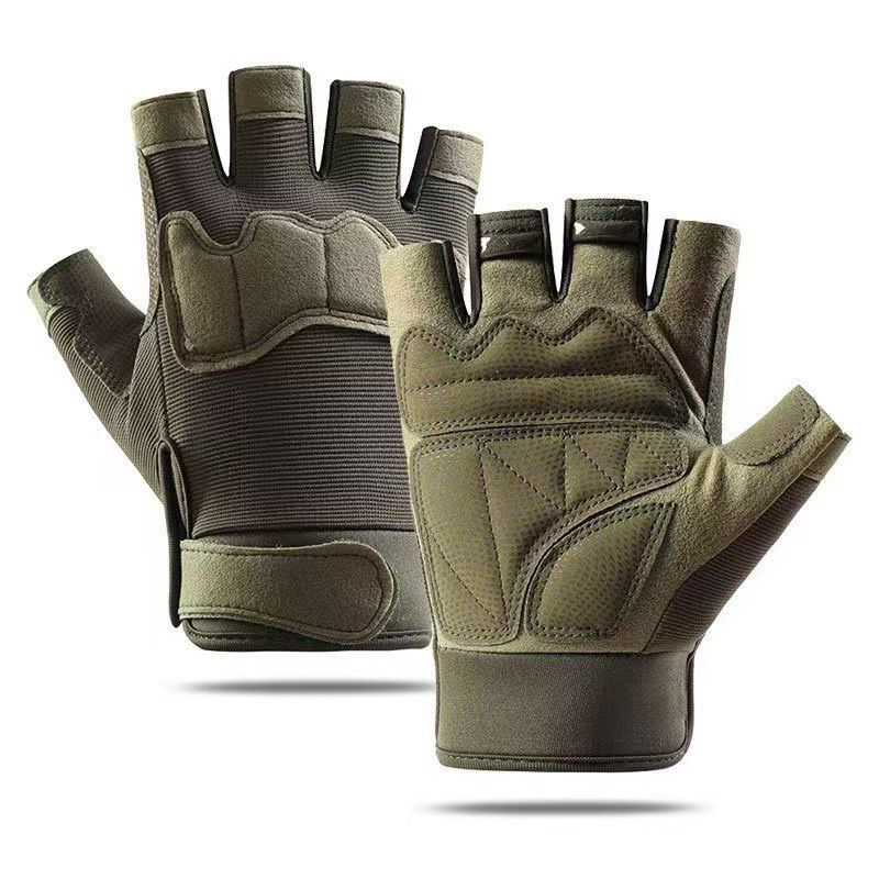 1 Pair Paratrooper Half Finger Tactical Gloves for Men Special Forces Fans Outdoor Sports Cycling & Mountaineering