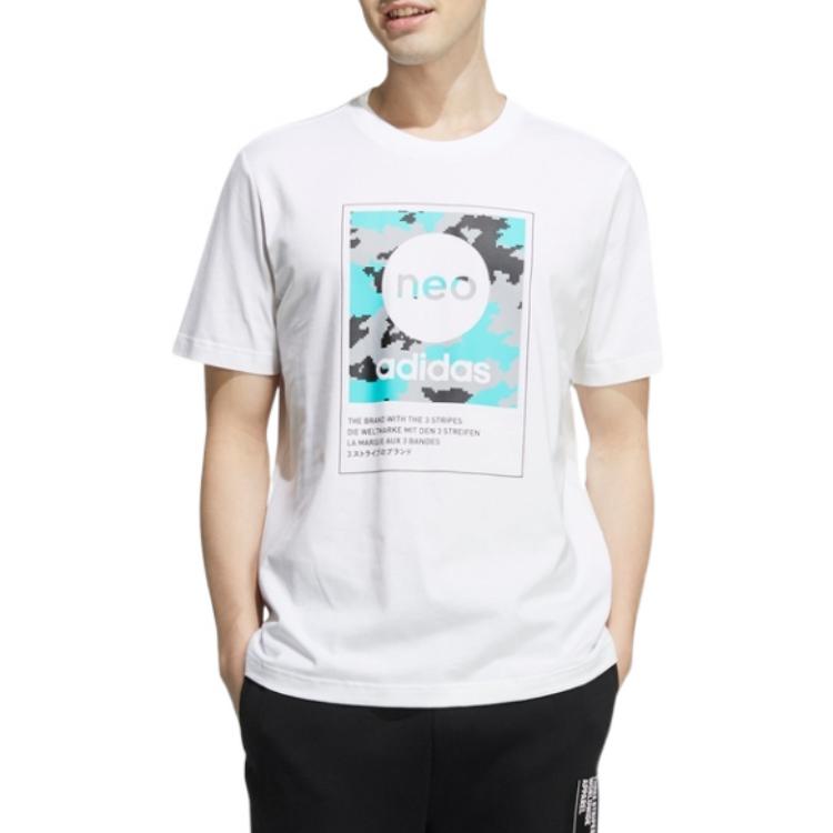 adidas Neo T-shirts Heren Wit Ronde Hals Normale Rechte Pasvorm HC9711
