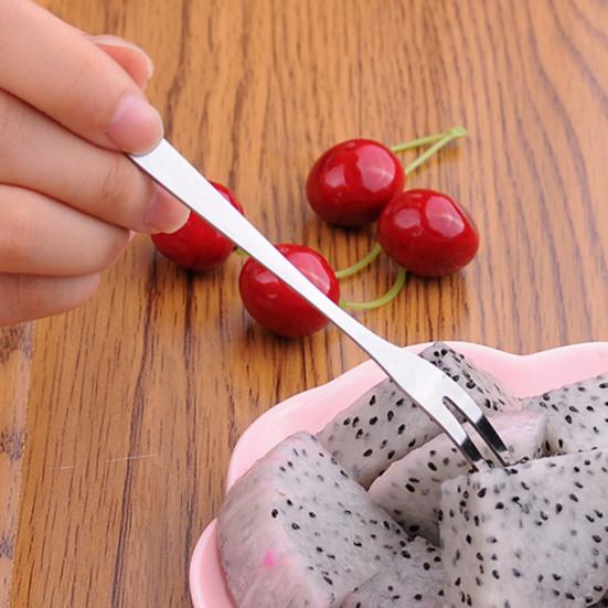 2Pcs Household Fruit Western 2-prong Appetizer Cake Kitchen Small Fork Accessory