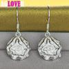 925 Sterling Silver Rose Flower Drop Earrings Jewelry