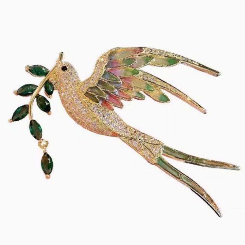 Fashionable Little Hummingbird Colored Gem Brooch, Women's Anti-exposure Pin, Fixed Clothes Buttons, Wedding Party Gifts