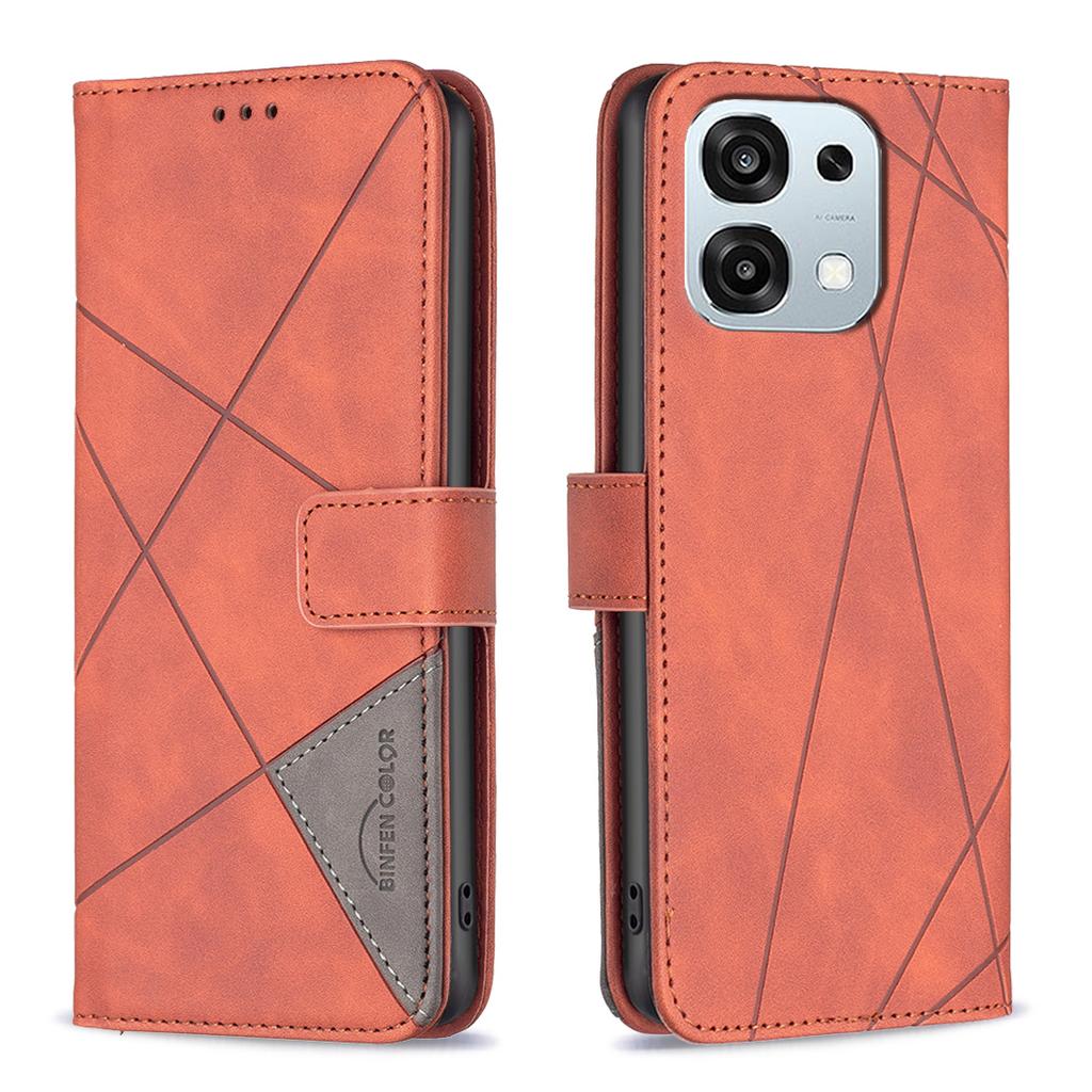 Voor Oppo A6 Pro 5G Telefoonhoesje BINFEN COLOR Portemonnee Stand Geometrisch Bedrukt Leer Hoesje