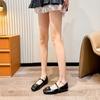Spring and summer new Mary Jane one-word with flat-soled single shoes square head soft-soled leather shoes