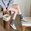 Japanese Sweet Ballet-Style Bow Socks for Women–Designer Double Ribbed Cuff with Flared Hem,Spring/Fall Versatile Stacking Socks