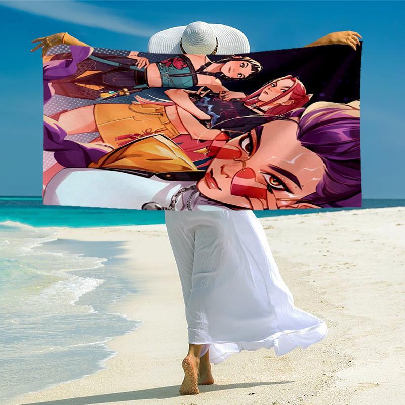 KPOP Hunter Fashion Beach Towel: Ideal for Summer Adventures Soft, absorbent and quick drying suitable for swimming and bathing