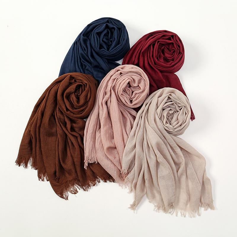 Large Size Cotton Feeling Scarf Women Plain Foulard Femme Luxury Hijab Long Bandana Evening Party Dress Shawls and Wraps