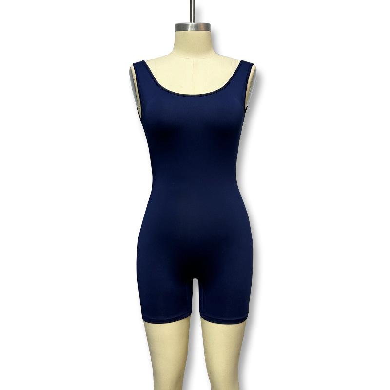 

European and American style summer new shapewear belly onesie U-neck sleeveless shapewear hip lift sexy jumpsuit L темно-синього кольору