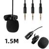 1Pcs Hands-Free Condenser Clip-On Lapel Microphone 1.5m Mini Portable Lavalier Wired 3.5mm For Phone And Laptop PC