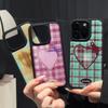 Applicable to iPhone17Promax mobile phone case plaid love Apple 16/15 water condensation case anti-drop 14 protective case