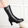 7cm 9cm Elegant Women's Shoes Mid Leg Winter Plush Boots Block High Heel Warm Fur Motorcycle Boots for Office Mom Dress
