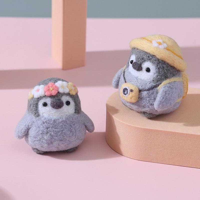 Unfinished Felt Kit Cute Penguin Wool Felt Diy Craft Pendant Gift Felt Wool Handmade Doll Decor Jewelry Material Package Diy Handmade Doll Toy