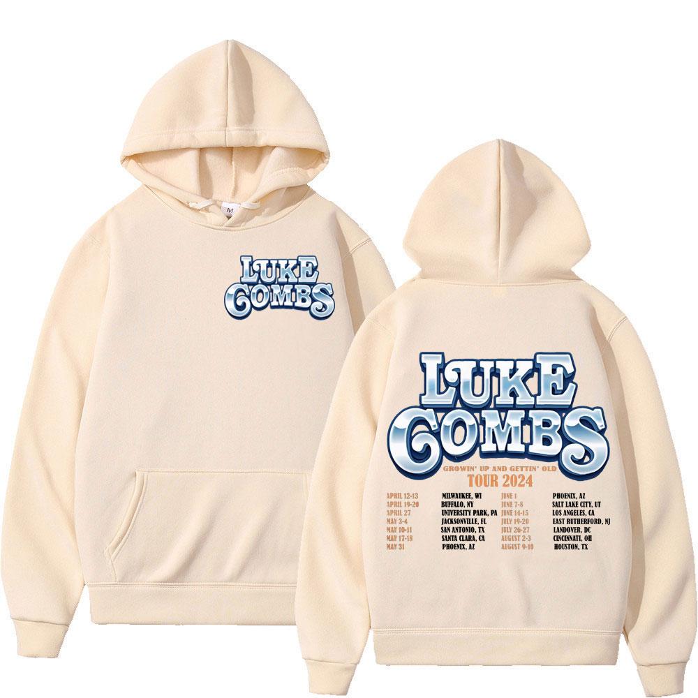 Luke Combs Tour 2025 printed men's and women's fashionable hip-hop retro pullover for autumn and winter casual long sleeved hooded sweatshirt