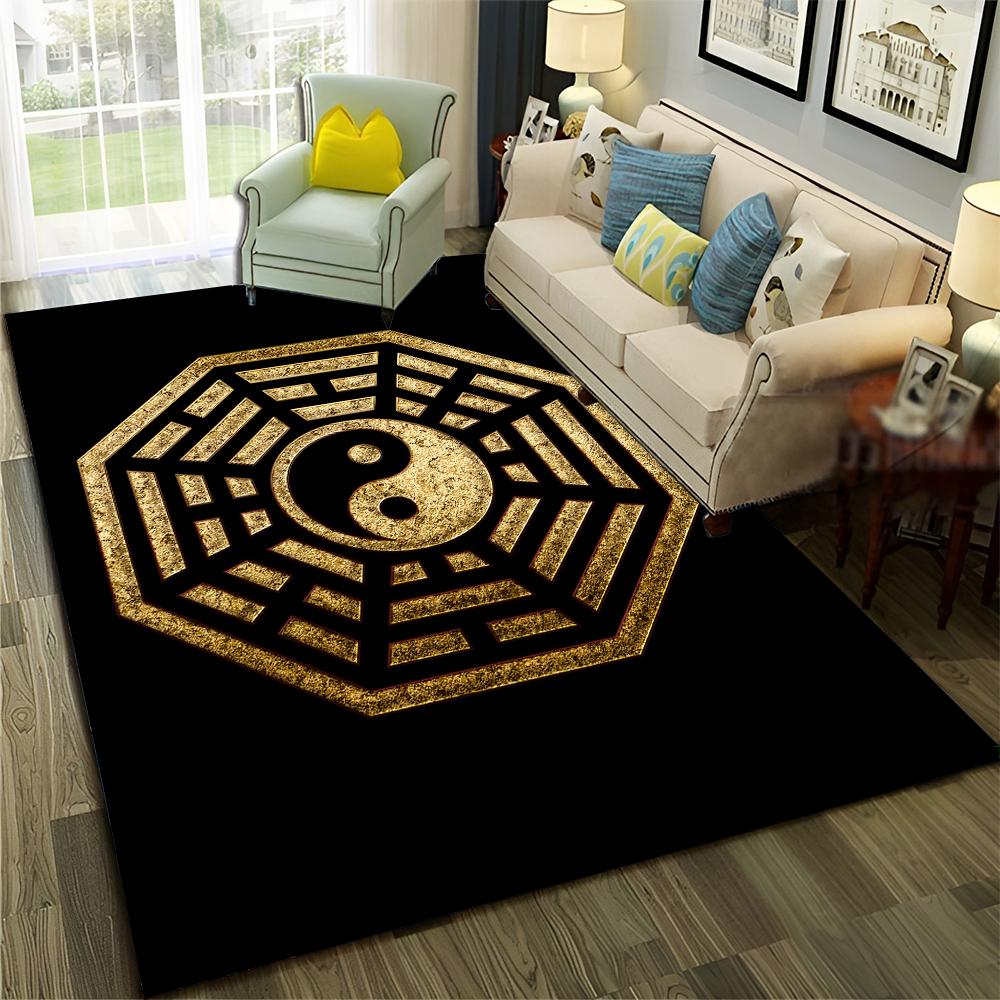 Chinese 3D Tai Chi Bagua Yin Yang  Carpet Rug for Home Living Room Bedroom Sofa Doormat Decor,Child Area Rug Non-slip Floor Mat