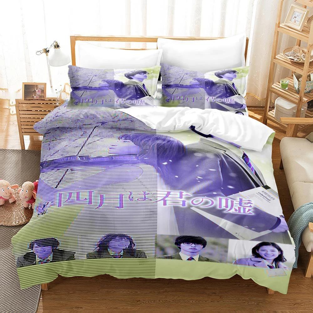 3D Printed Anime Your Lie In April Kaori Miyazono Bedding Set Boys Girls Twin Queen Size Duvet Cover Pillowcase Bed Kids Adult