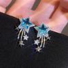 High-End Blue Zirconia Star Stud Earrings: Luxury, Versatile & Full Diamond Ear Ornaments