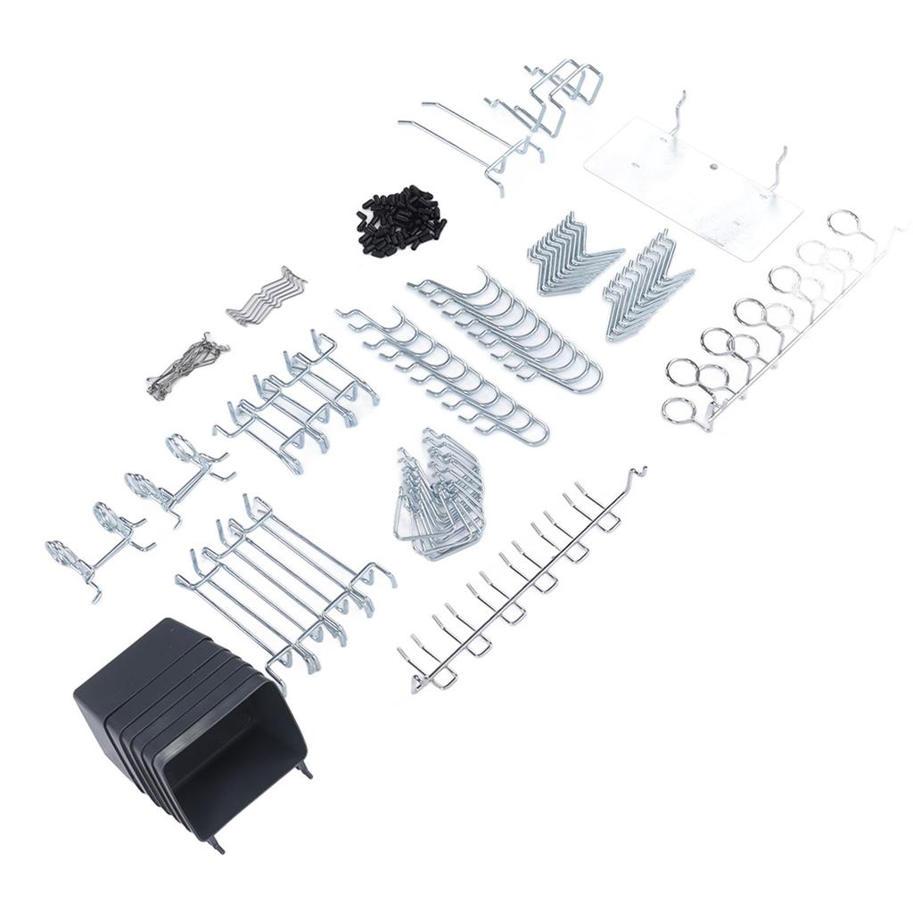 140Pcs Pegboard Hooks Assortment with Bins Peg Locks Wall Hanging for Tools Organizing