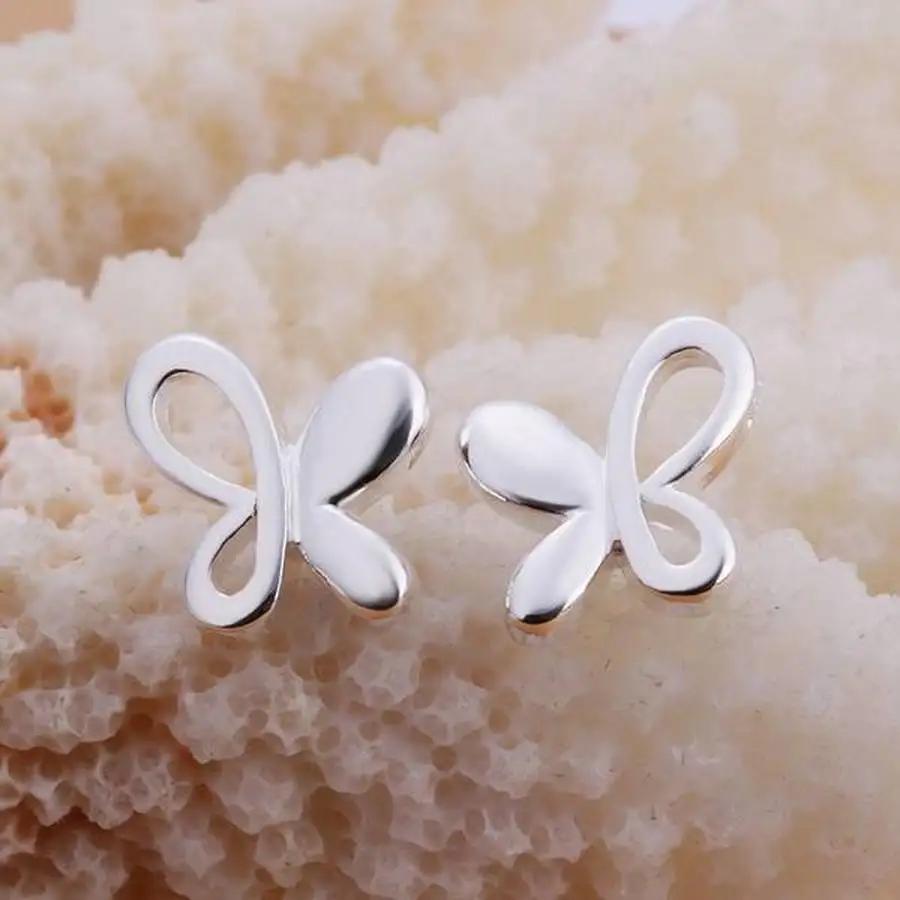 925 Sterling Silver Present Popular Small Butterfly Earring For Women Wedding Party Jewelry