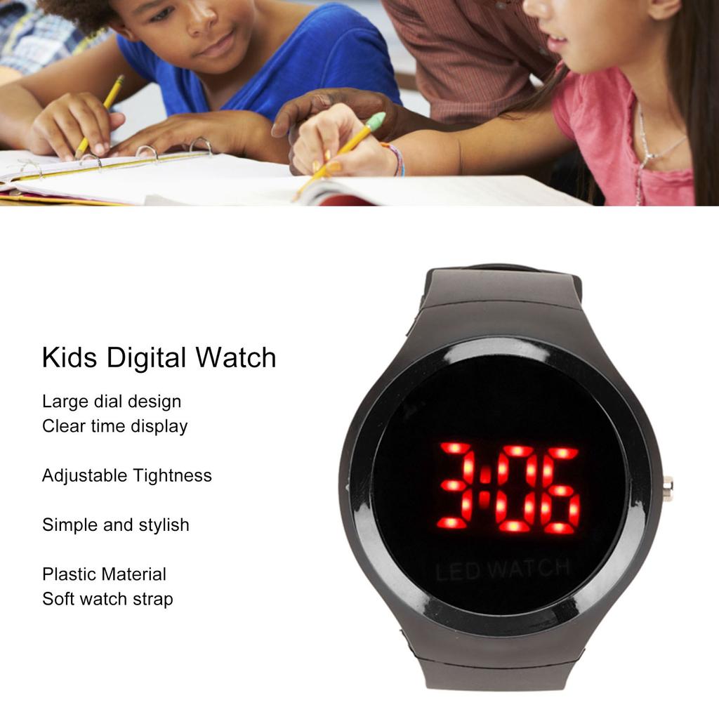 Children Digital Watch Student Fashionable Red LED Outdoor Sports Watch Birthday Gift for Daily Life Black
