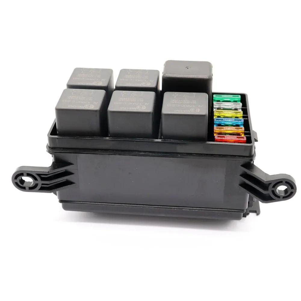 

Водонепроницаемый автомобильный держатель реле предохранительный блок блок 6 для реле и ATC лезвийные предохранители чёрный