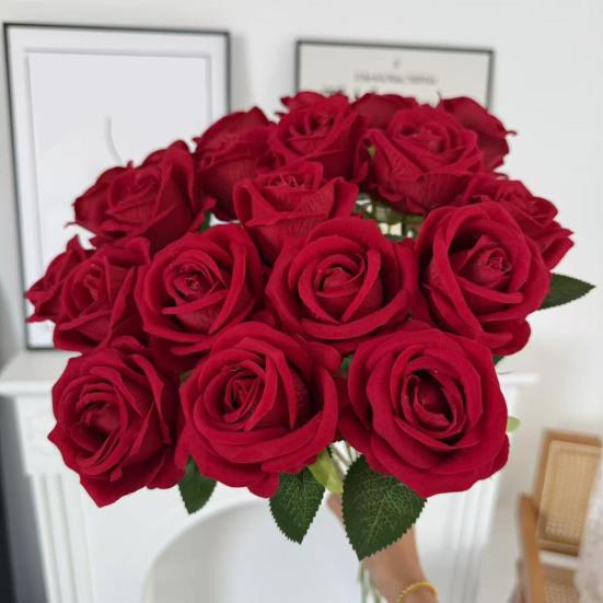 Rose Flower for Flower Arrangement Realistic Long Stem Fake Silk Rose