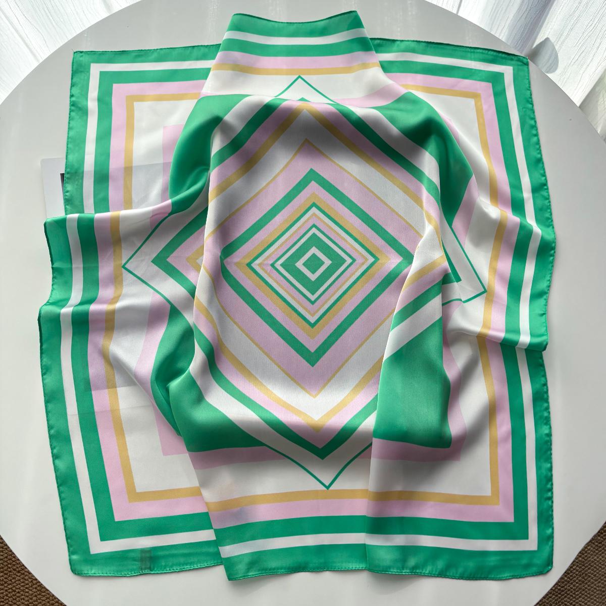 

Fashion Printed Square Scarf For Women Luxury Imitation Silk Scarves Bandanas Hijab Neckerchief Elegant Shawl Wraps For Travel