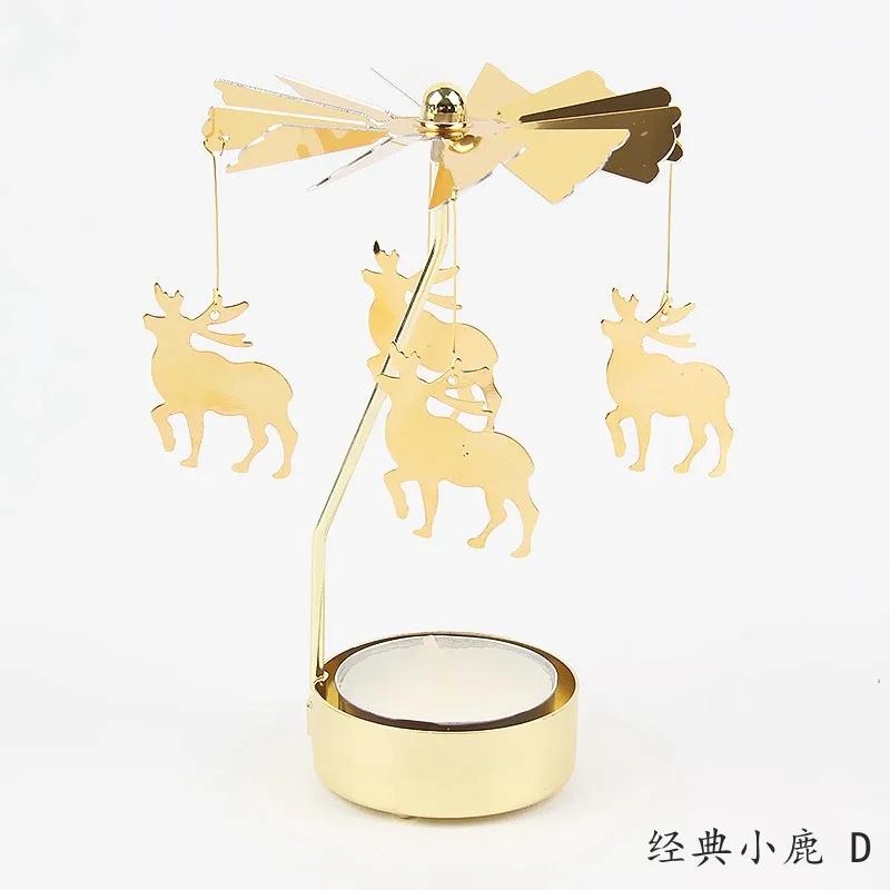 Metal Rotating Spinner Carousel Candle Tea Light Holder Table Rotating Transfer Windmill Decoration Home Elegance Candle Holder