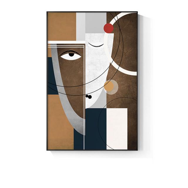 Modern Abstract Character Painting Faceted Geometry Canvas Poster Printing Picasso's Living Room Wall Art Picture