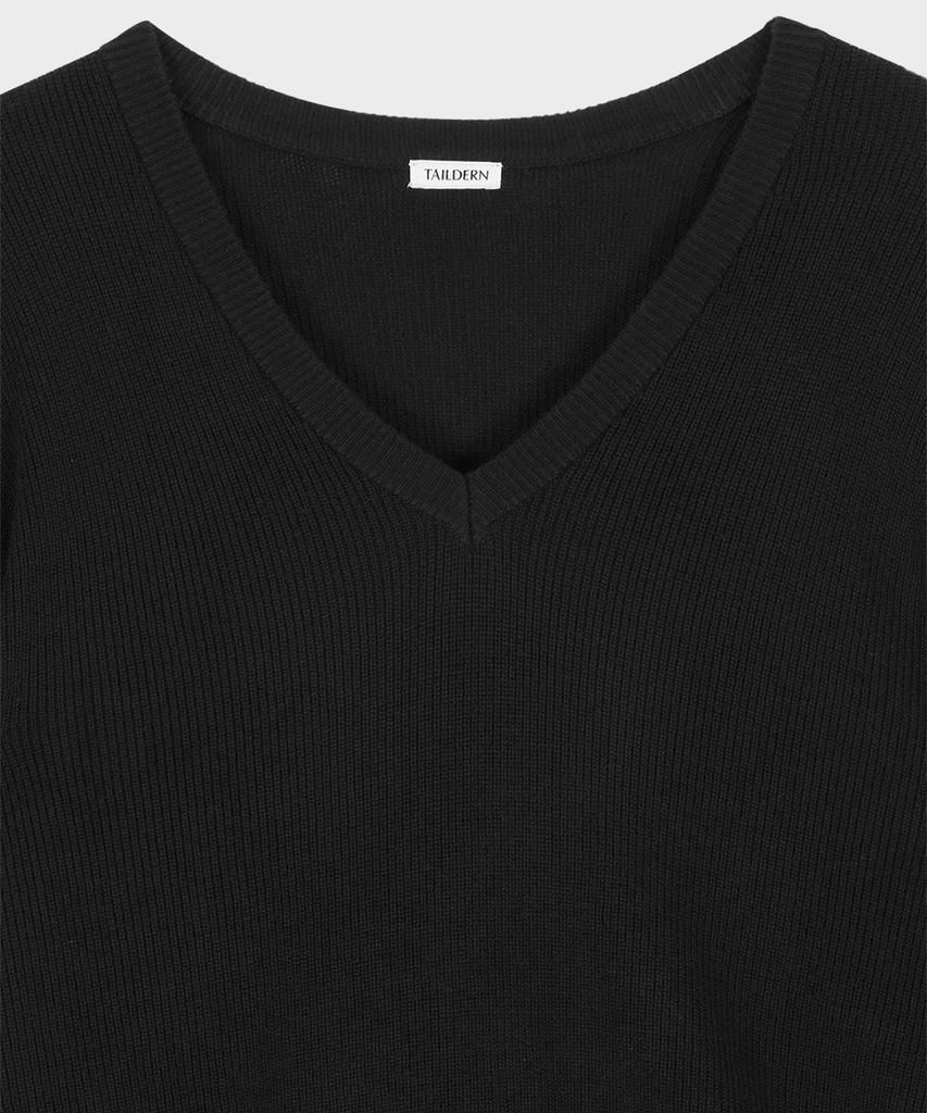 Teildeon Cotton Cashmere V-Neck Sweater Black