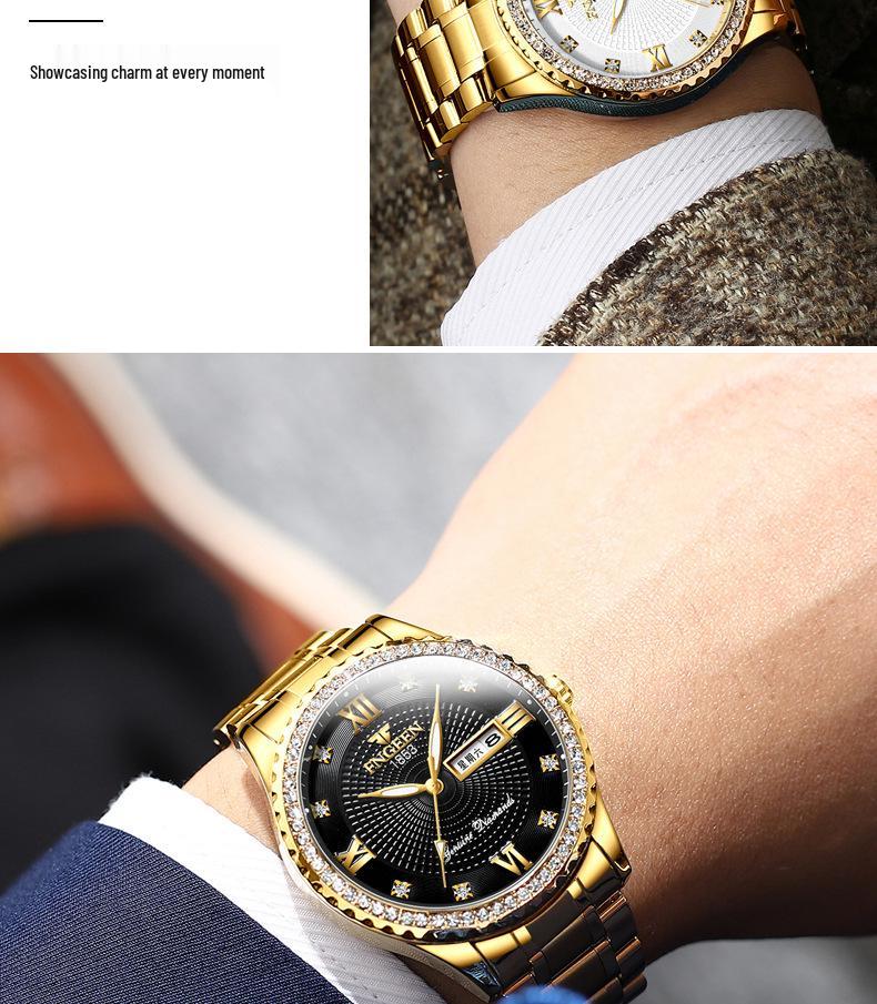 Influencer Brand Men's Tycoon Gold Luminous Waterproof Steel Watch