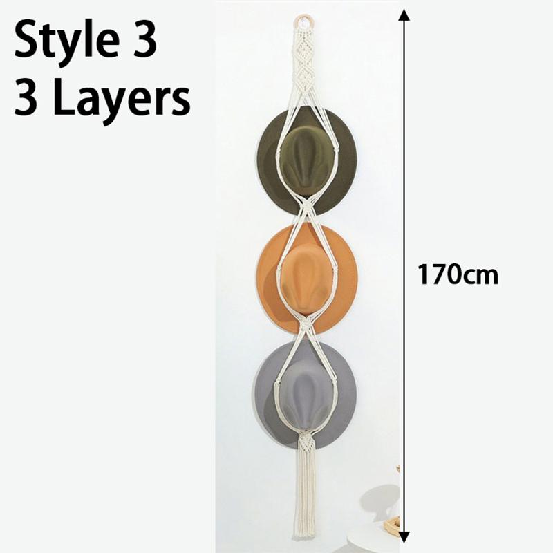 Macrame Hat Hanger Cap Holder Organizer, Wall Hats Holder Hanging Caps Closet For Caps Boho Home Storage Display MZSNJ04