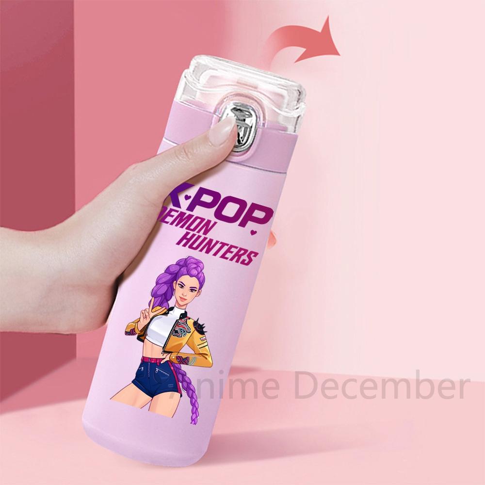 Anime K-Pop Lovci démonů Tištěná termoska Přenosná nerezová láhev na vodu 400 ml Nepropustný kempingový pohár na vodu Dárky