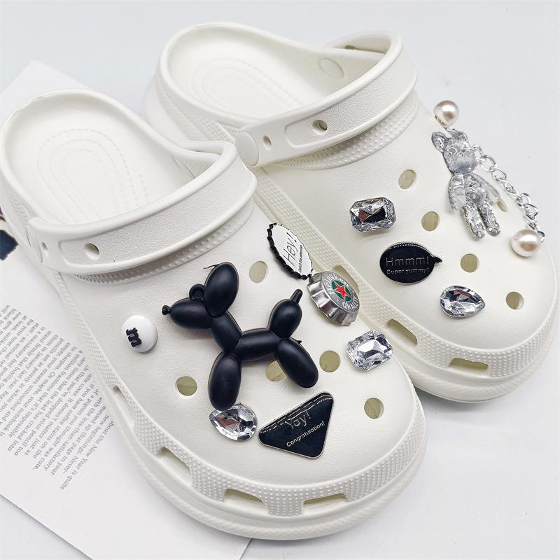 

Подходят для обуви с отверстиями, декоративная пряжка, сделай сам, собака из шариков, прозрачный медведь, стразы, съемная жемчужная цепочка, пряжка для обуви