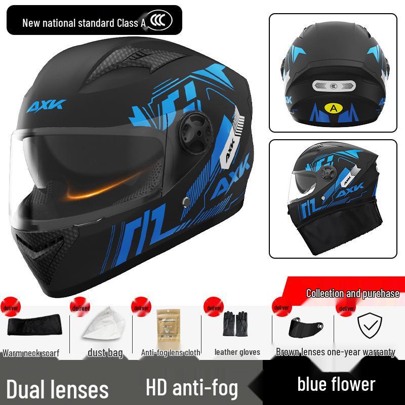 Certified Electric Motorcycle Helmet - Unisex Full Face, All-Season, Winter Warm, Safety Helmet