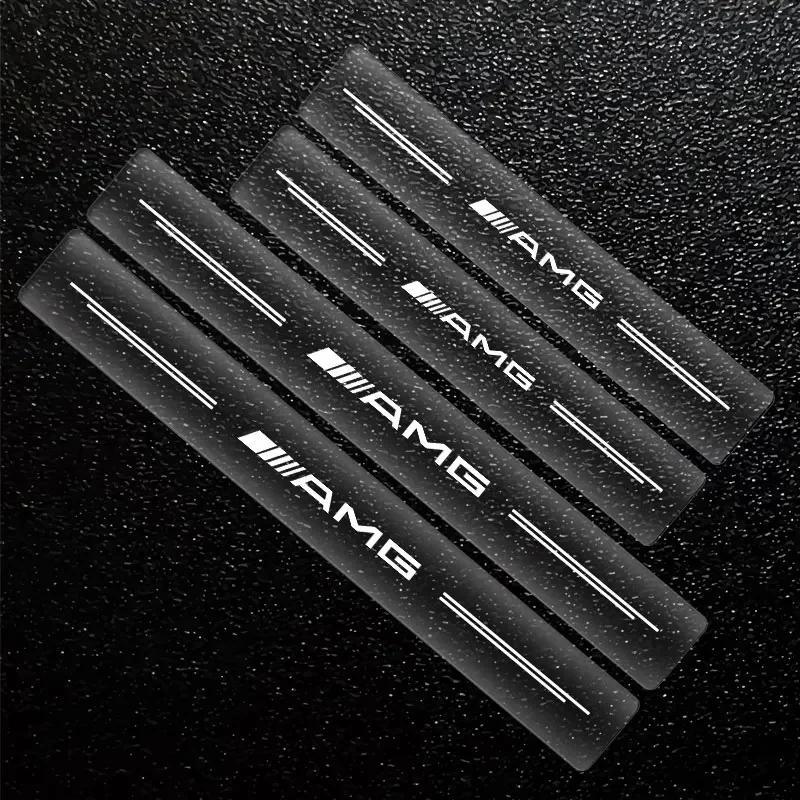 AABIG1 4PCS Car Threshold Protector Transparent Decorative Badge Sticker For Mercedes Benz E260 E200 E300 W205 W212 W166 W176 W242