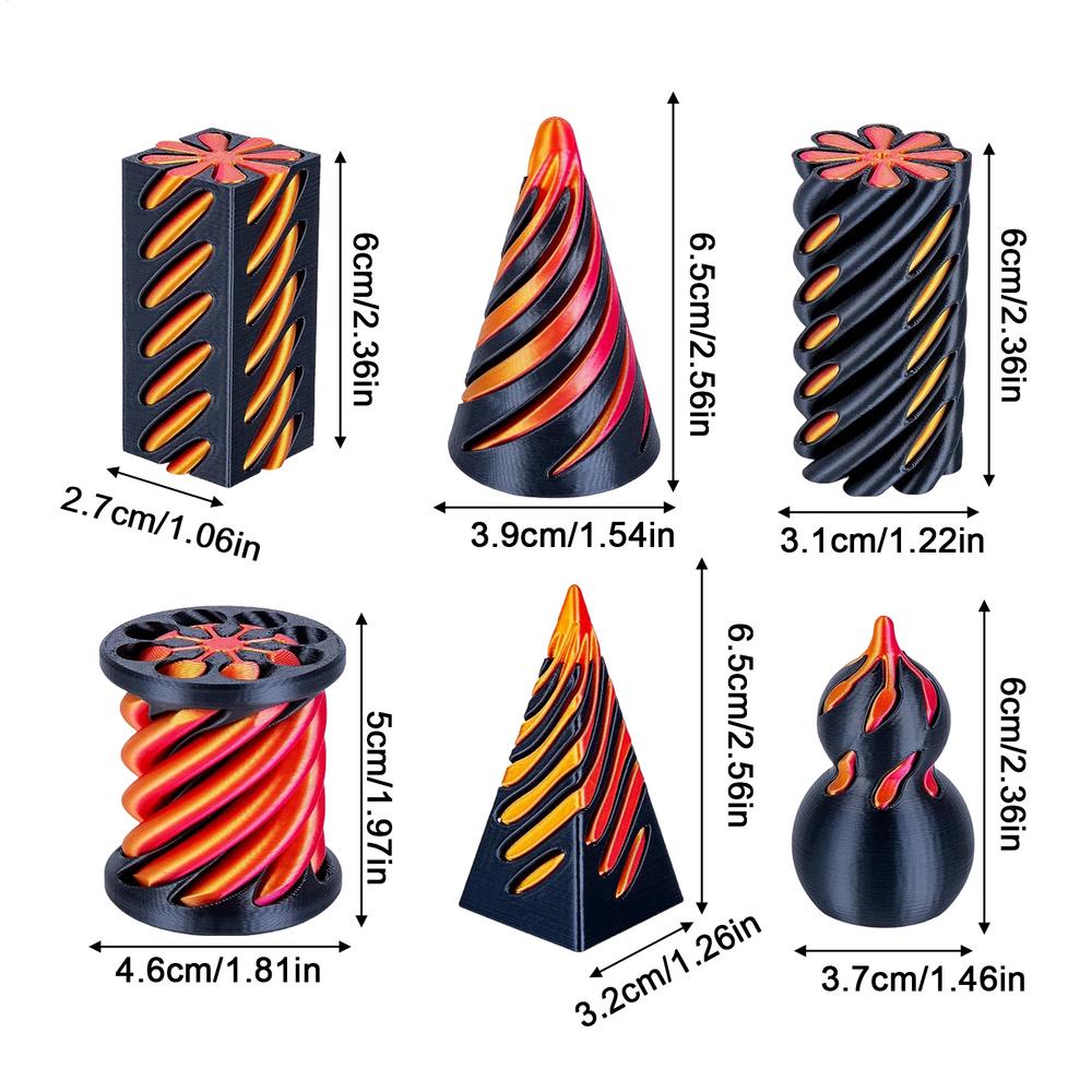 

Spiral Cone Fidget Toy 6 Pieces 3D Printed Desk Decoration Stress Relief Toy for Kids Teens Adults Students Home Office чёрный